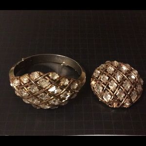 Vintage Bracelet and Broach w/Rhinestones